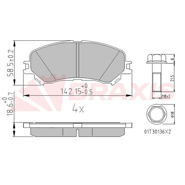 Ön Fren Balatası Renault Megane Iv 15> Scenıc Iv 15> Talısman 15> G:142 Mm Y:58,5Mm K:18,6 Mm