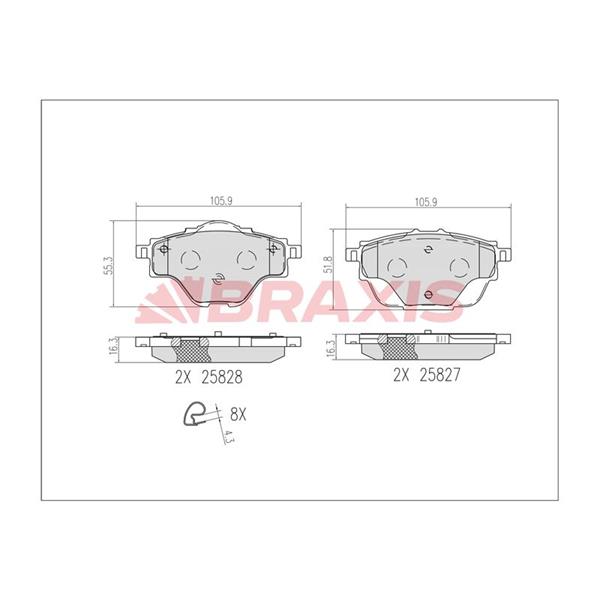 Arka Fren Balatası 3008 Iı-308 Iı-5008 Iı-508 Iı-C4 Grand Pıcasso Iı-C5 Aırcross-Ds7-Grandland X 13> Dısk Capı : 290Mm