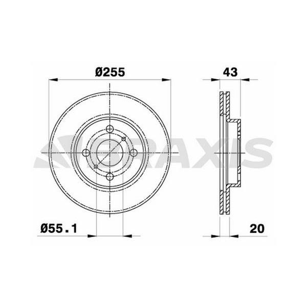 Fren Diski Ön (Havalı) Toyota Yarıs D4 D 06-11 (255X4)
